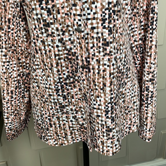 Laura Scott blouse top shirt peach white brown black long sleeve Size Small - Picture 6 of 8